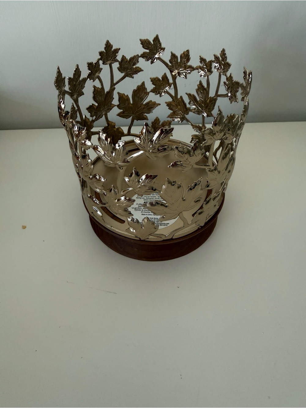 Leaf Candle Holder with Wood Base